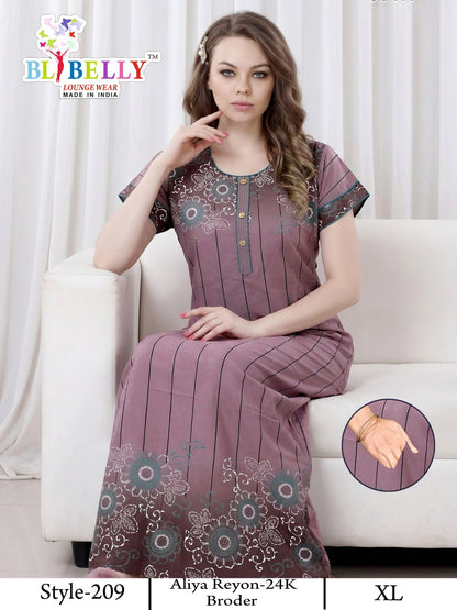 Style 207-216 Aliya Belly Rayon 24Kg Night Gowns Supplier Gujarat