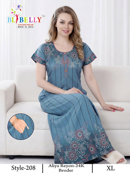 Style 207-216 Aliya Belly Rayon 24Kg Night Gowns Supplier Gujarat