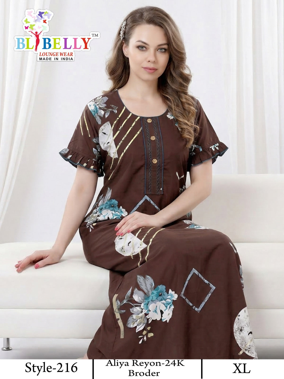 Style 207-216 Aliya Belly Rayon 24Kg Night Gowns Supplier Gujarat