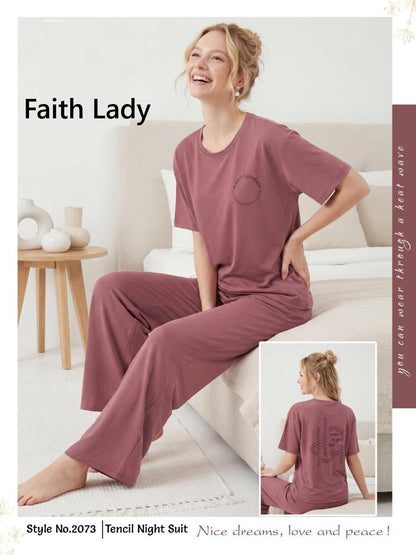Style 2073-2076 Faith Lady Tencil Plazzo Night Suits Exporter