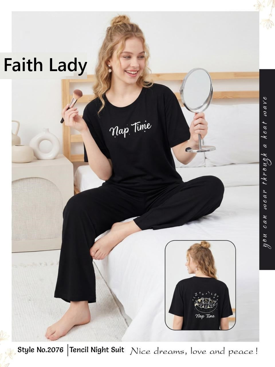 Style 2073-2076 Faith Lady Tencil Plazzo Night Suits Exporter