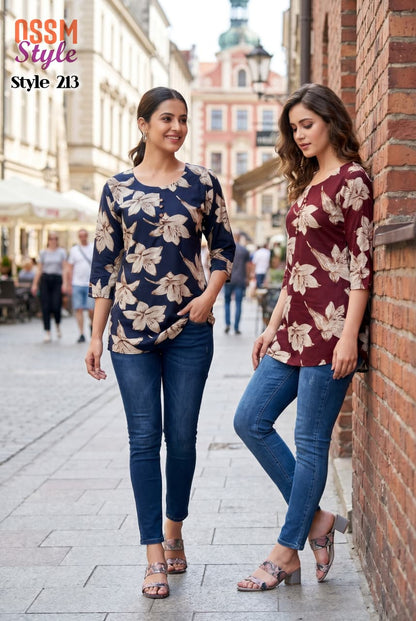 Style 213 Ossm Rayon 18Kg Short Kurtis Wholesale