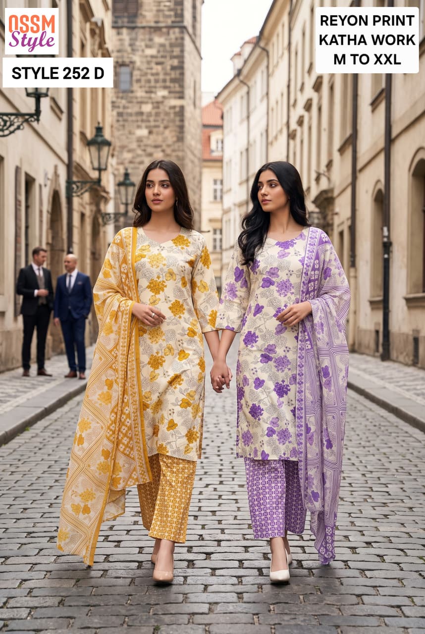Style 252 Ossm Reyon Readymade Pant Style Suits Exporter Gujarat