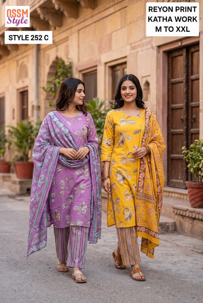 Style 252 Ossm Reyon Readymade Pant Style Suits Exporter Gujarat