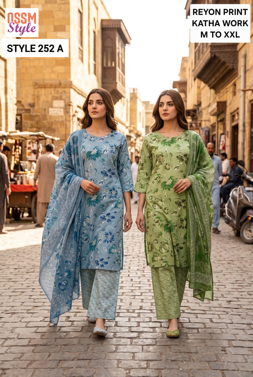 Style 252 Ossm Reyon Readymade Pant Style Suits Exporter Gujarat