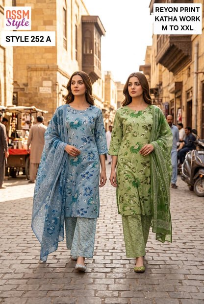 Style 252 Ossm Reyon Readymade Pant Style Suits Exporter Gujarat
