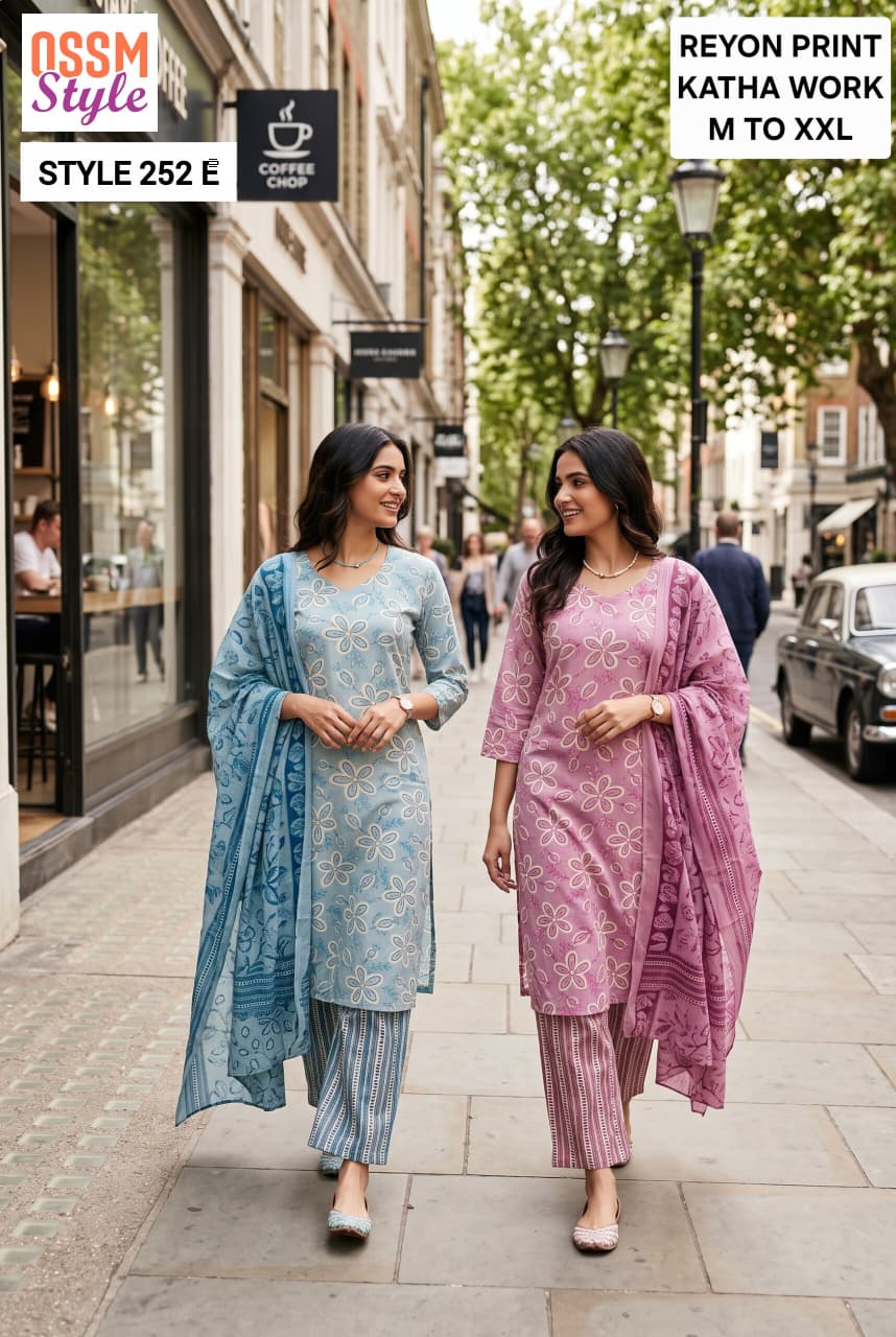 Style 252 Ossm Reyon Readymade Pant Style Suits Exporter Gujarat