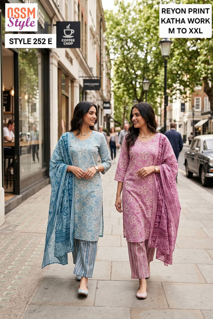 Style 252 Ossm Reyon Readymade Pant Style Suits Exporter Gujarat