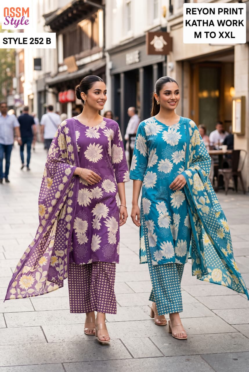 Style 252 Ossm Reyon Readymade Pant Style Suits Exporter Gujarat