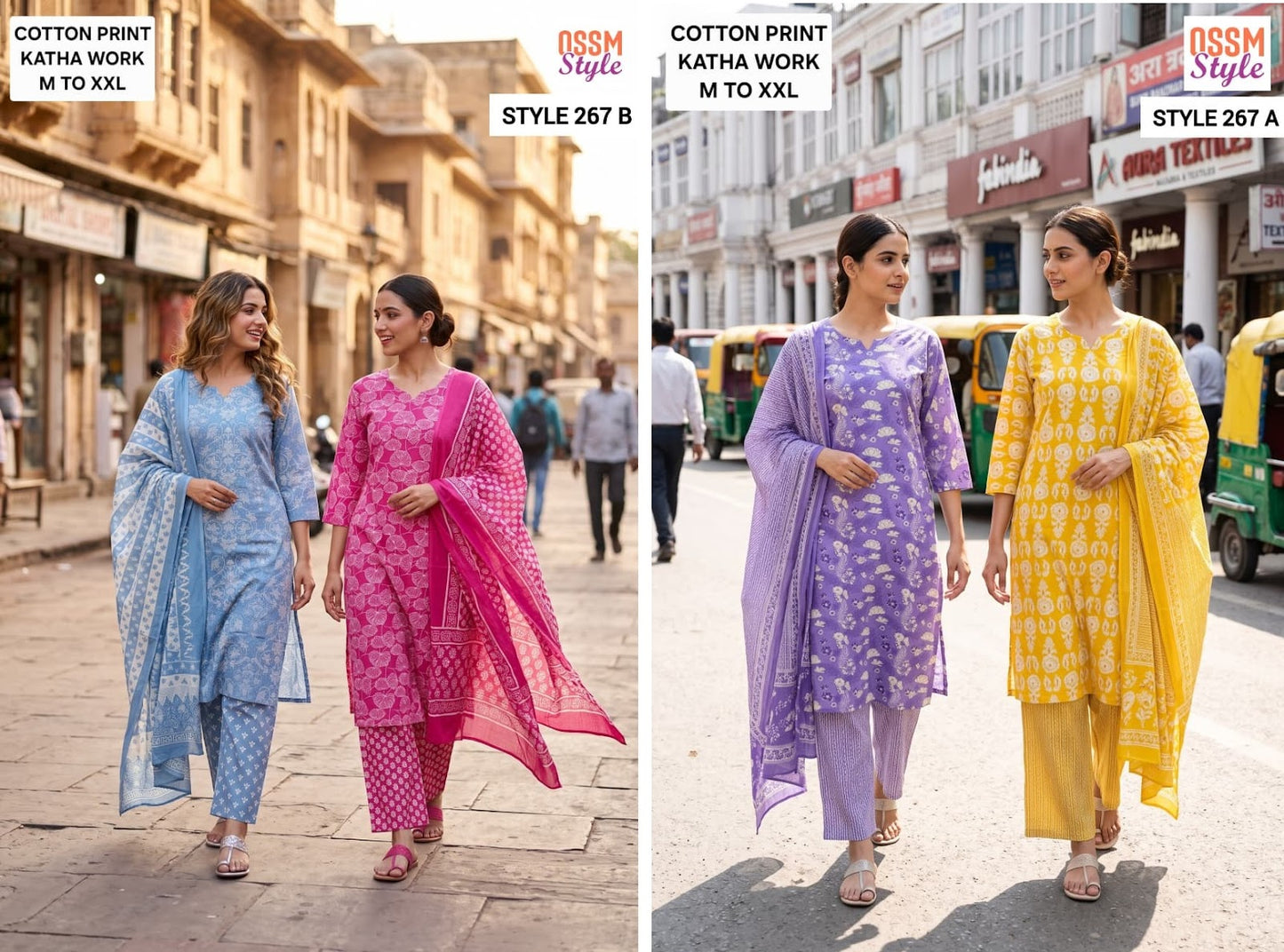 Style 267 Ossm Readymade Cotton Pant Suits Wholesaler Gujarat