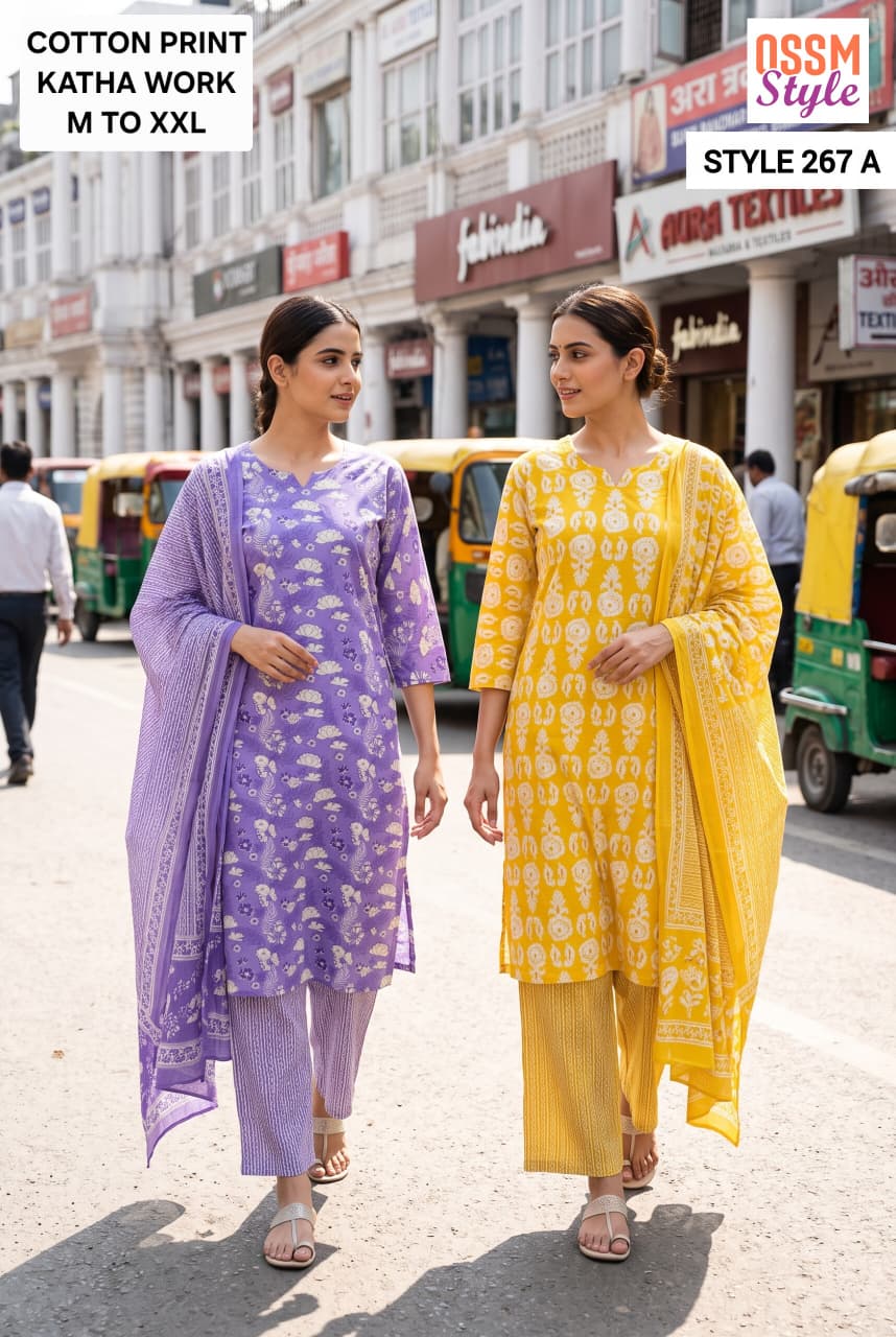 Style 267 Ossm Readymade Cotton Pant Suits Wholesaler Gujarat