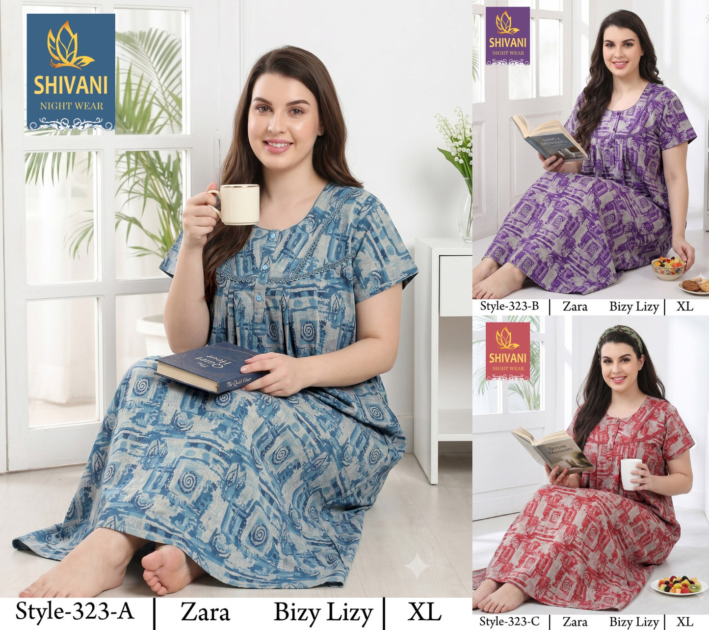 Style 311-328 Shivani Pv Night Gowns Wholesaler Ahmedabad