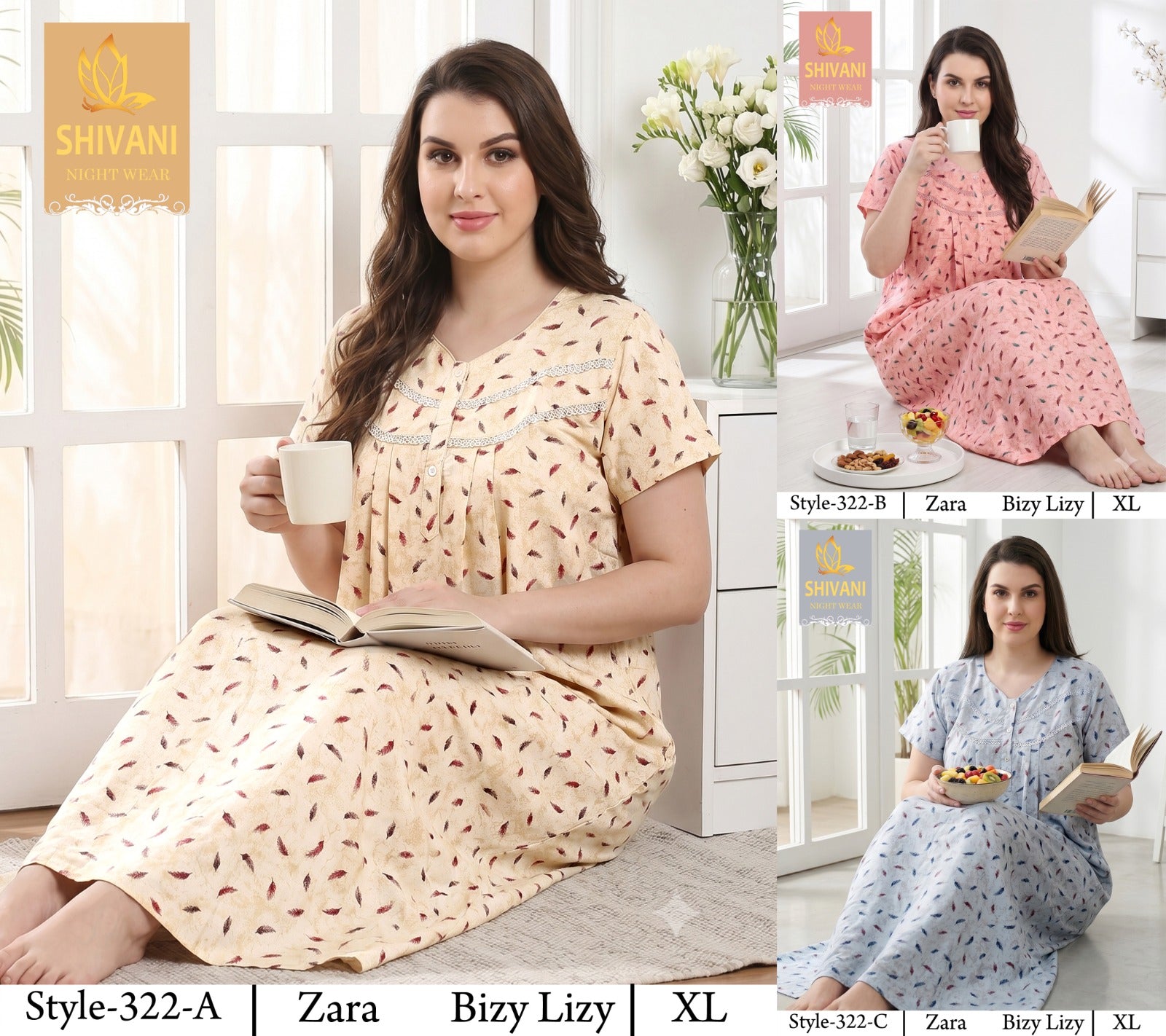 Style 311-328 Shivani Pv Night Gowns Wholesaler Ahmedabad