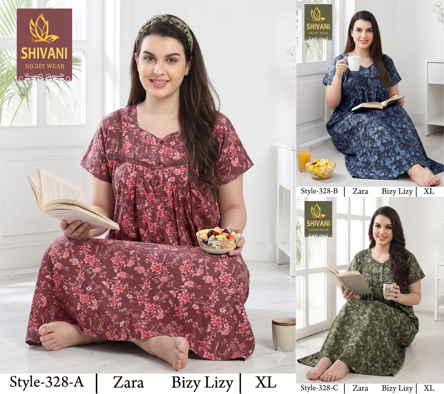 Style 311-328 Shivani Pv Night Gowns Wholesaler Ahmedabad