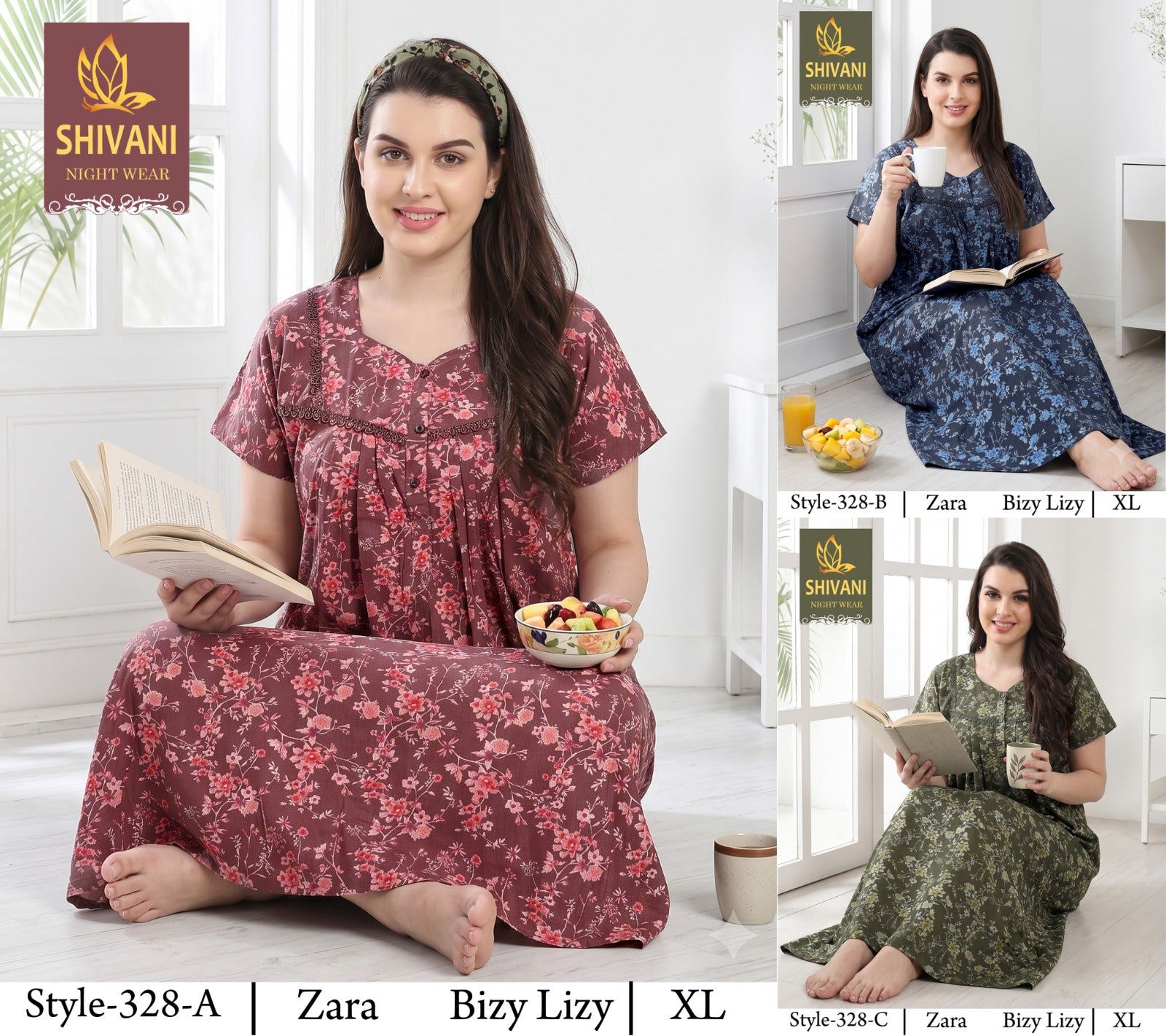 Style 311-328 Shivani Pv Night Gowns Wholesaler Ahmedabad