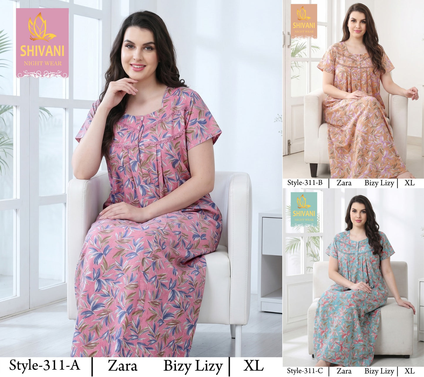 Style 311-328 Shivani Pv Night Gowns Wholesaler Ahmedabad
