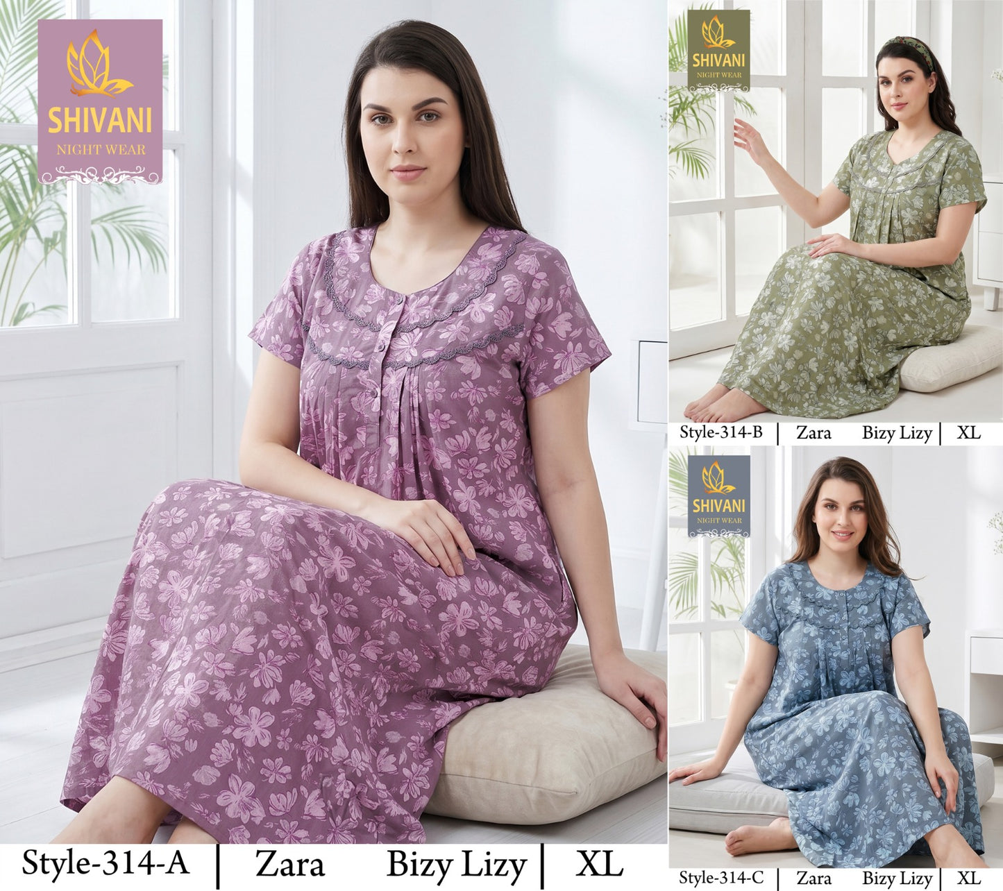 Style 311-328 Shivani Pv Night Gowns Wholesaler Ahmedabad