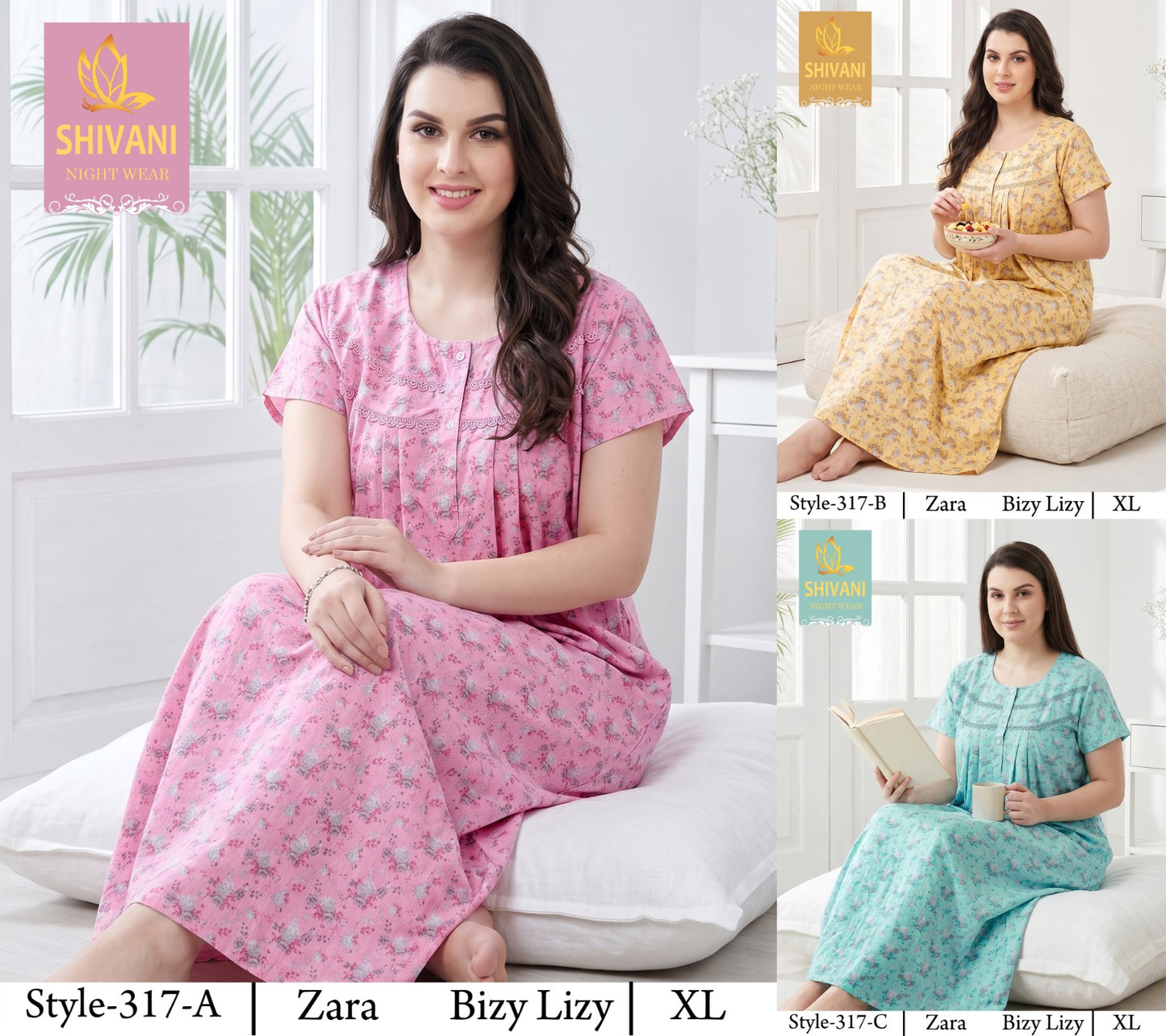 Style 311-328 Shivani Pv Night Gowns Wholesaler Ahmedabad