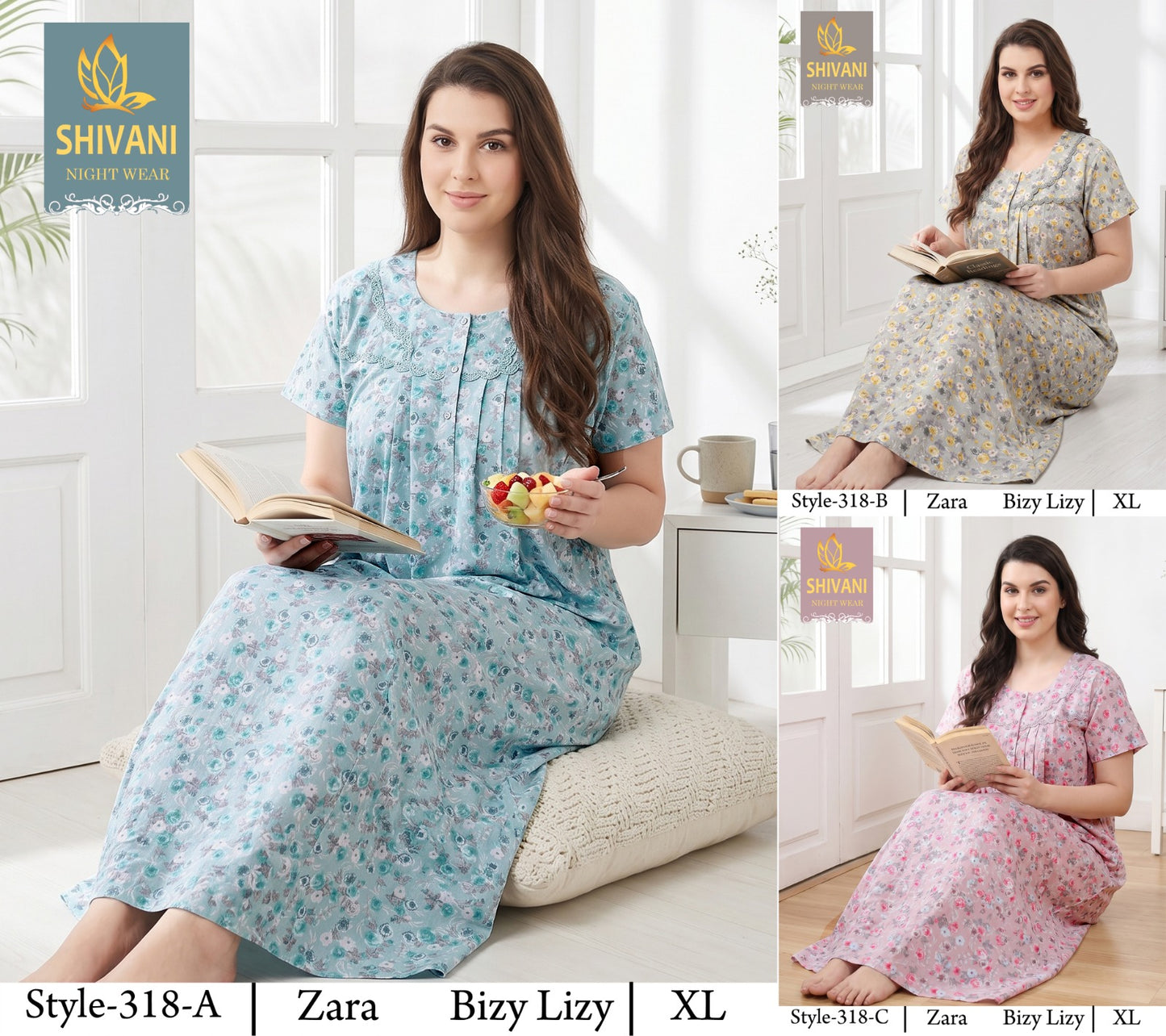 Style 311-328 Shivani Pv Night Gowns Wholesaler Ahmedabad