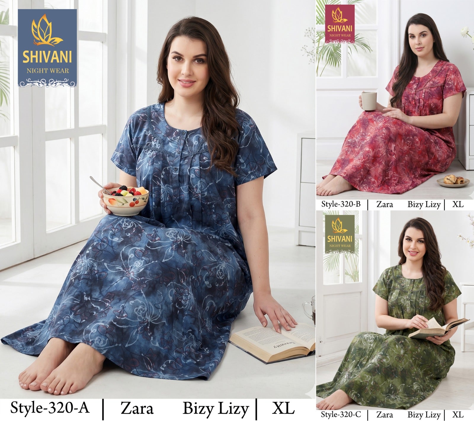 Style 311-328 Shivani Pv Night Gowns Wholesaler Ahmedabad