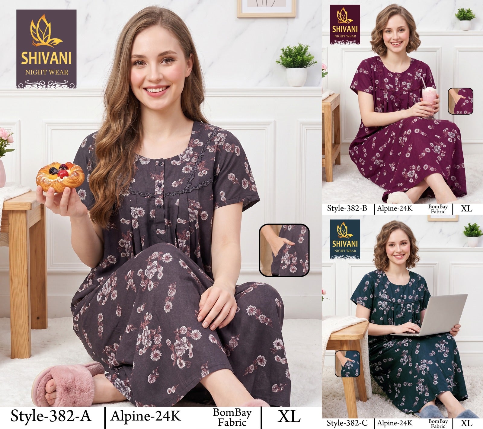 Style 366-385 Shivani Alpine Night Gowns Wholesale Price