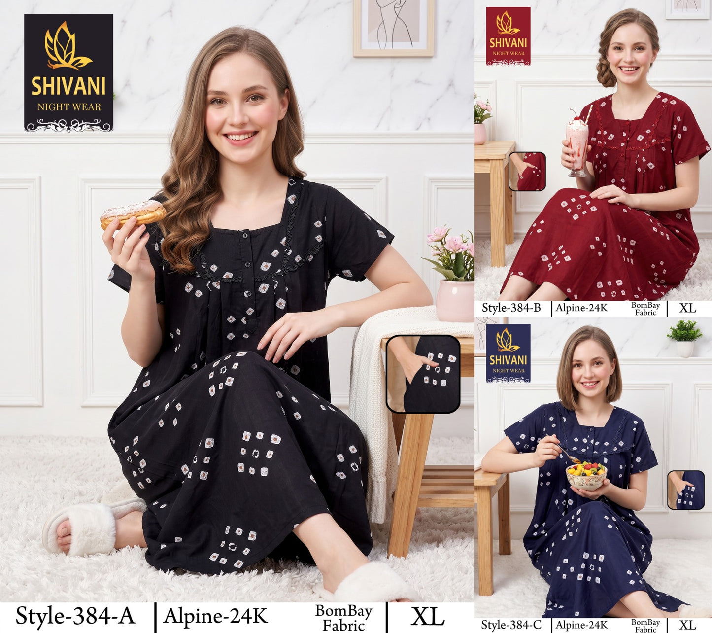 Style 366-385 Shivani Alpine Night Gowns Wholesale Price