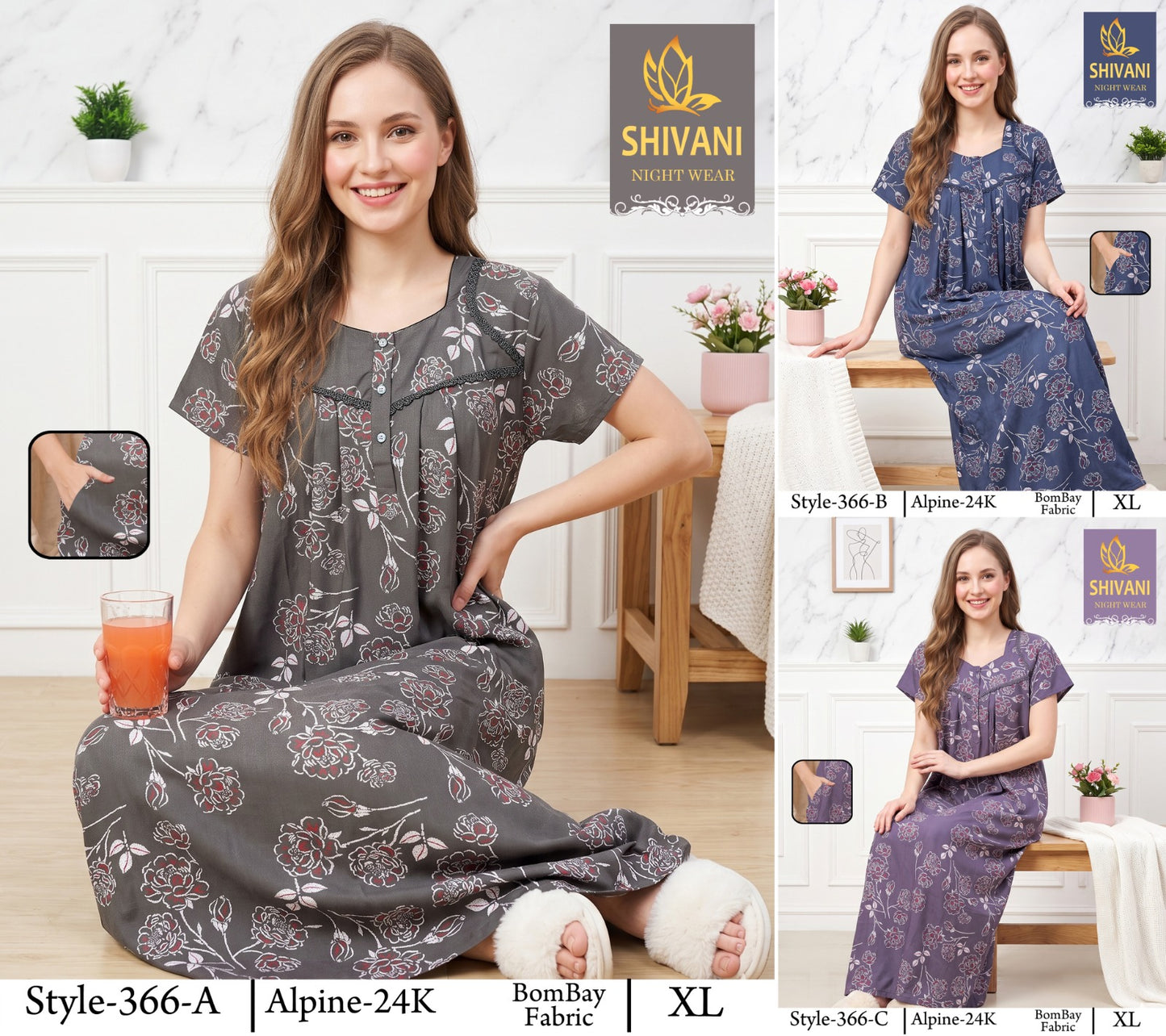 Style 366-385 Shivani Alpine Night Gowns Wholesale Price