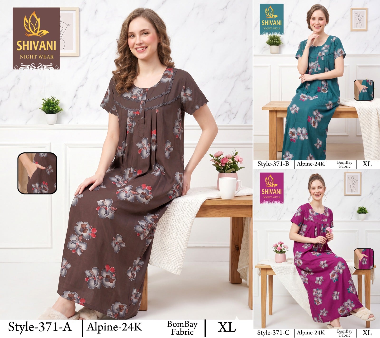 Style 366-385 Shivani Alpine Night Gowns Wholesale Price