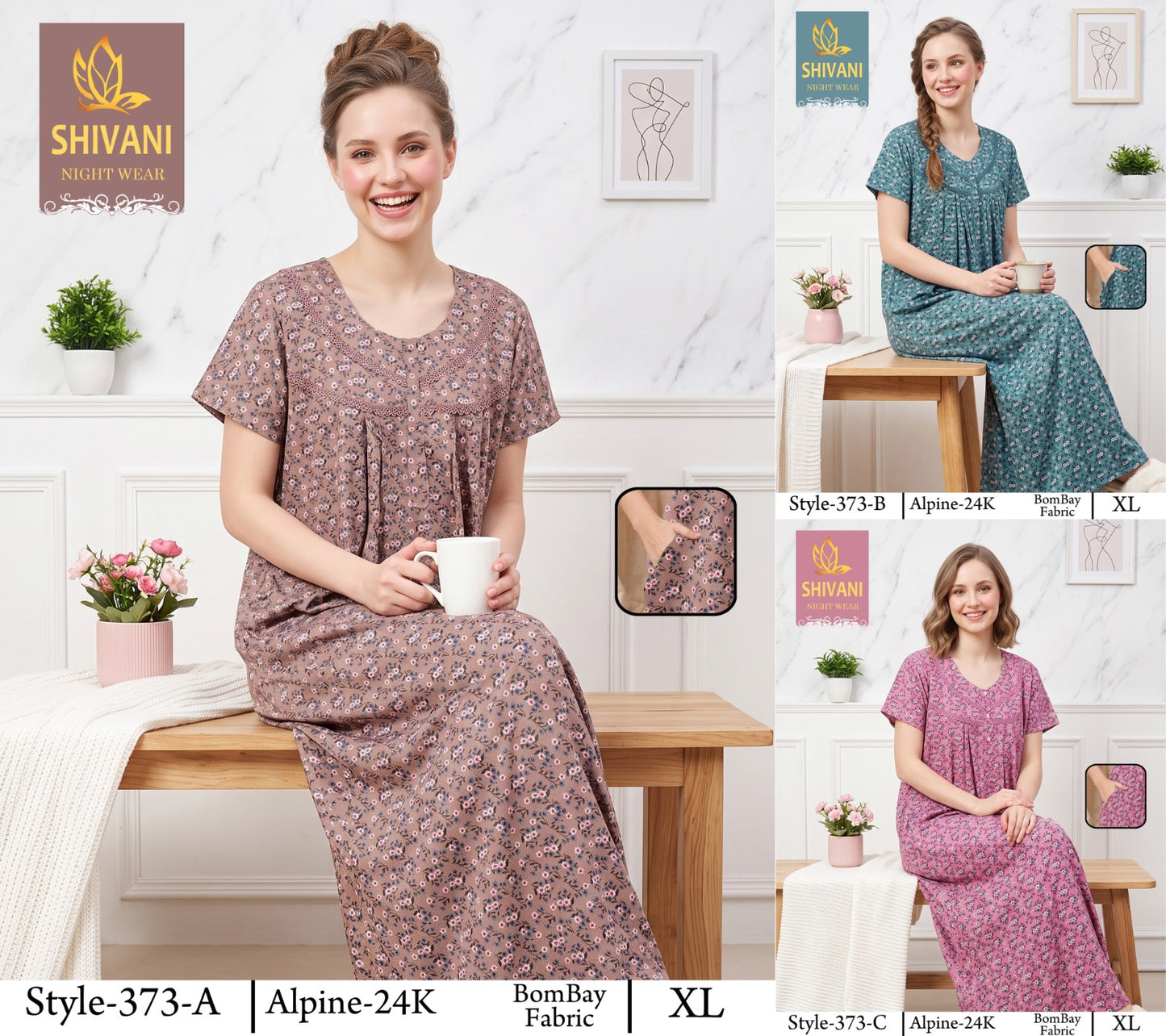 Style 366-385 Shivani Alpine Night Gowns Wholesale Price