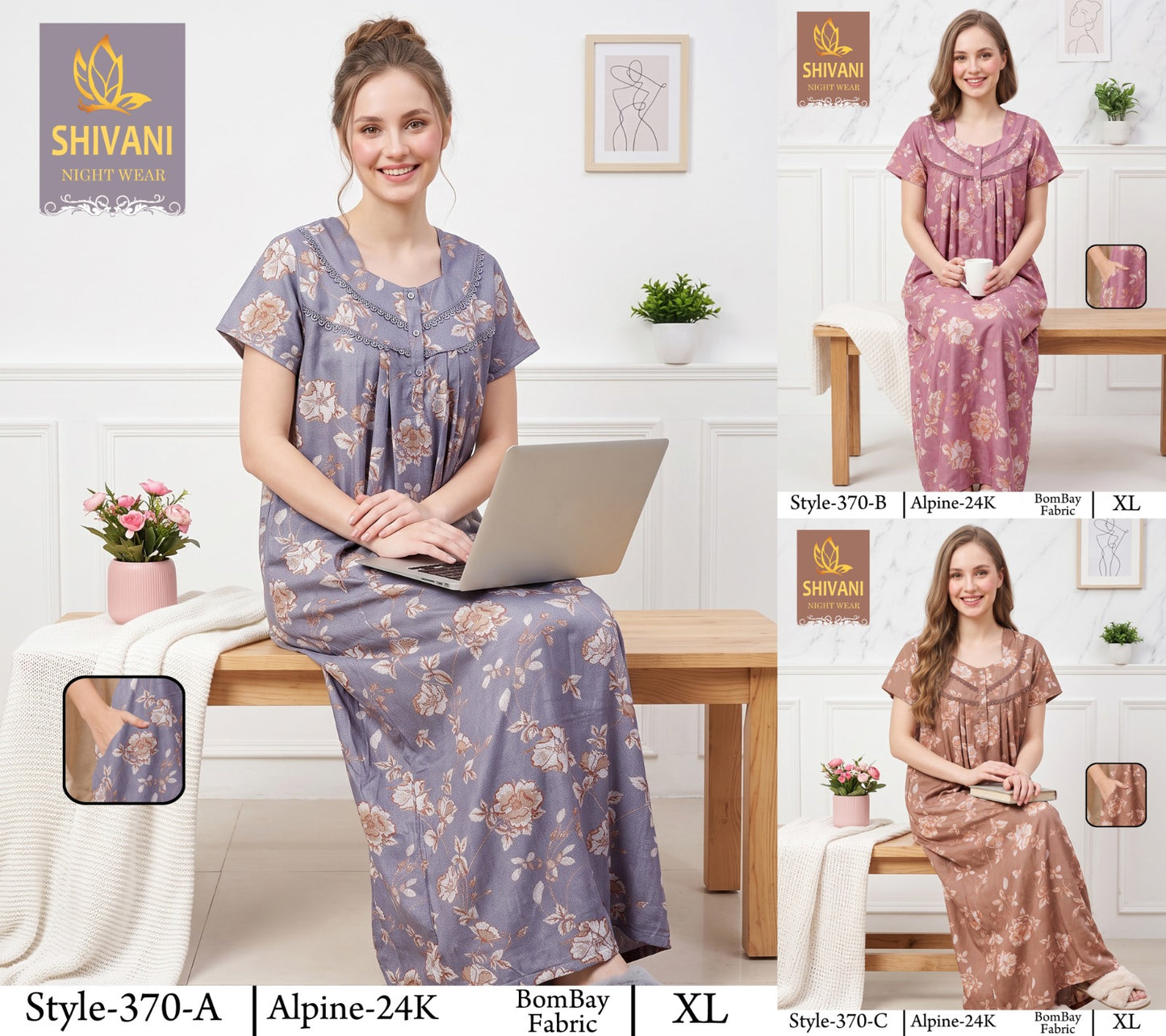 Style 366-385 Shivani Alpine Night Gowns Wholesale Price