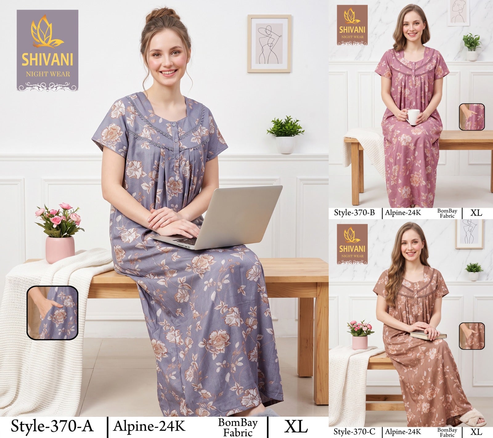 Style 366-385 Shivani Alpine Night Gowns Wholesale Price