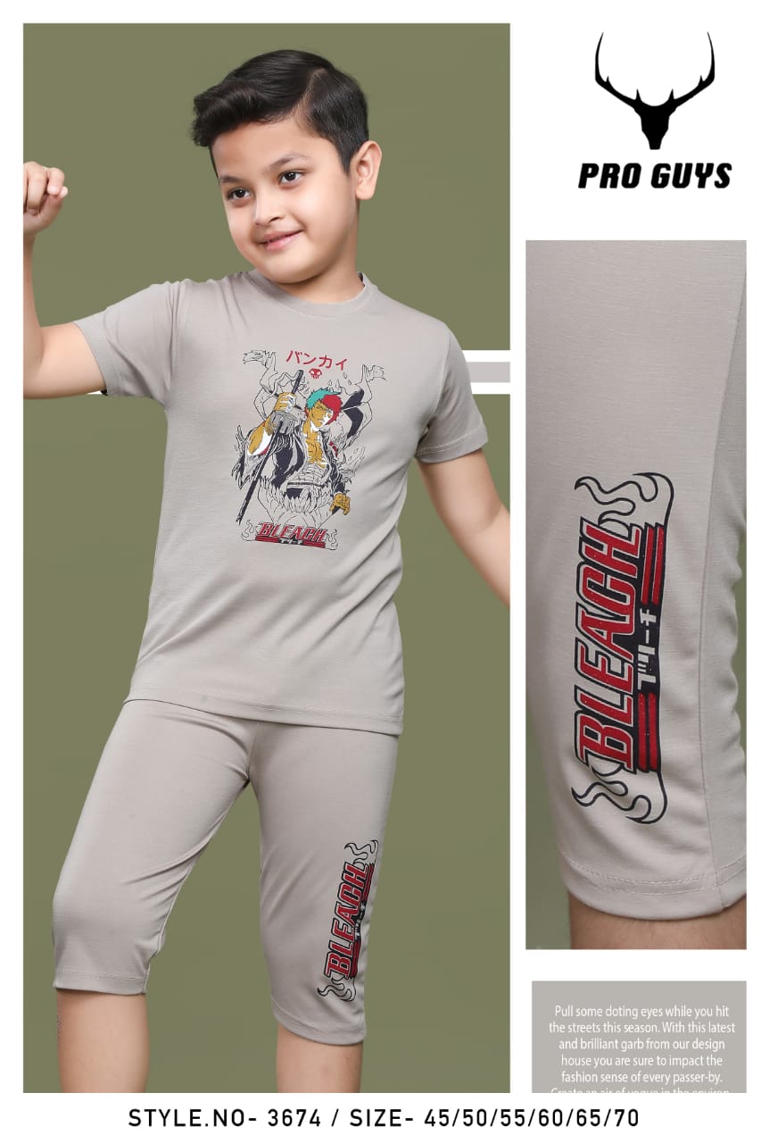 Style 3674 Pro Guys Tencil Lycra Boys Capri Night Suit Manufacturer India