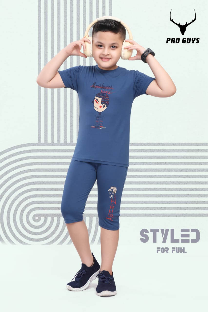 Style 3713 Pro Guys Tencil Lycra Boys Capri Night Suit Wholesale Price