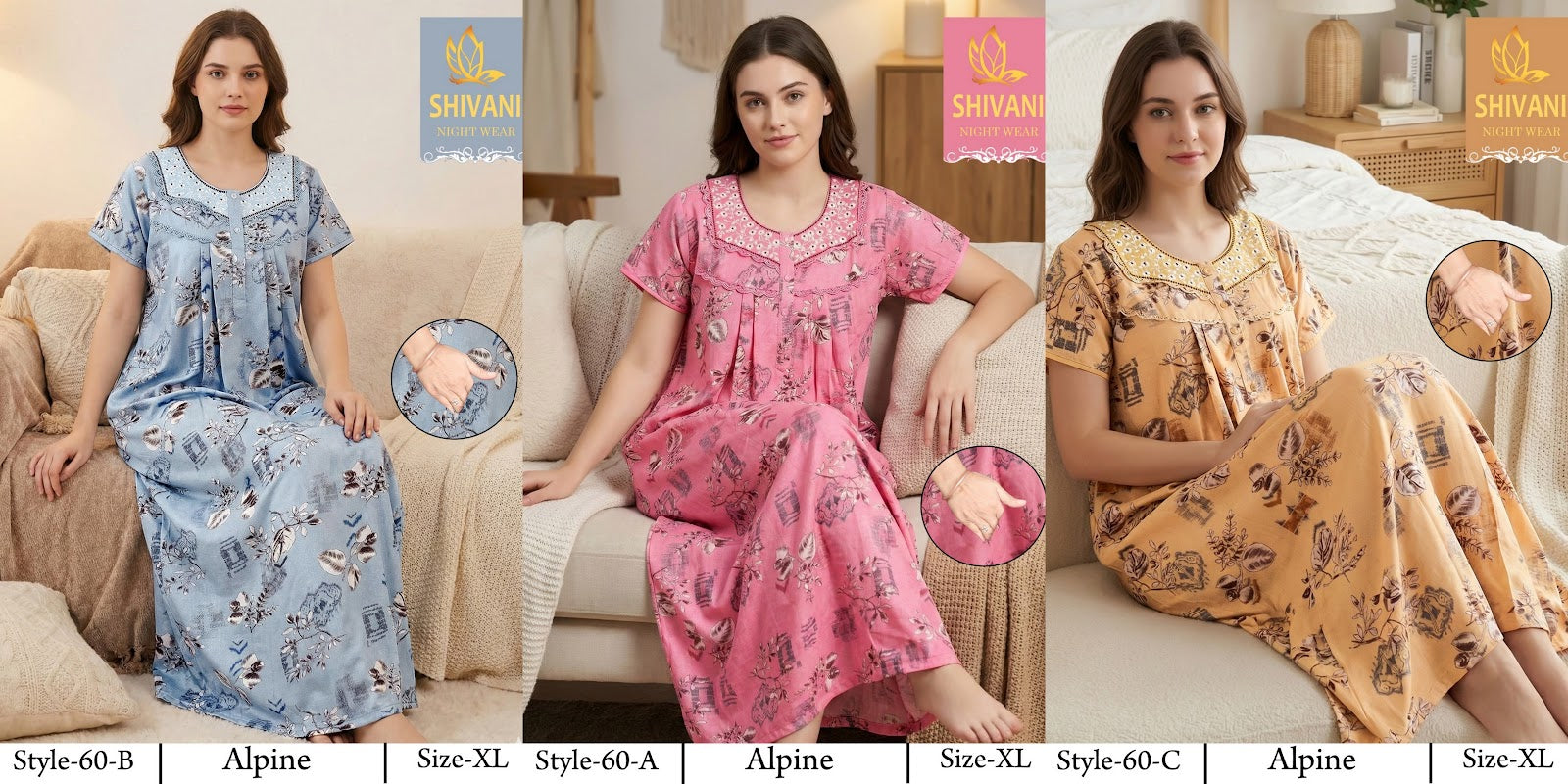 Style 51-68 Shivani Alpine Night Gowns Exporter