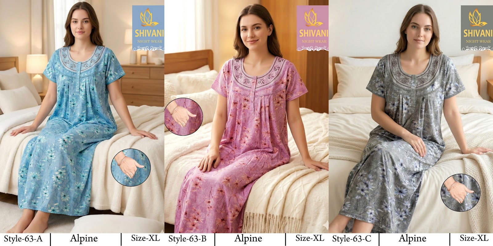 Style 51-68 Shivani Alpine Night Gowns Exporter