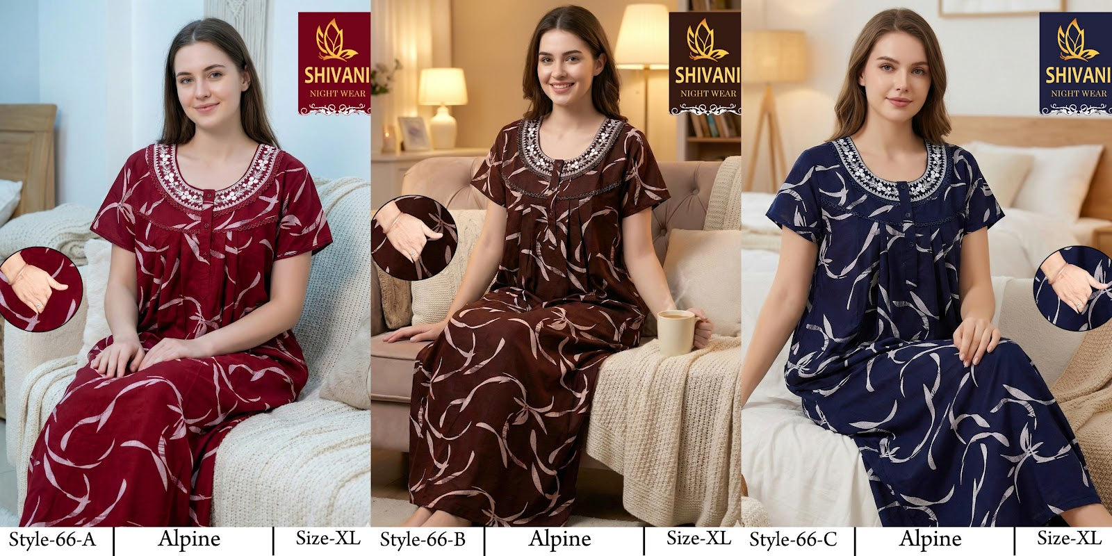 Style 51-68 Shivani Alpine Night Gowns Exporter