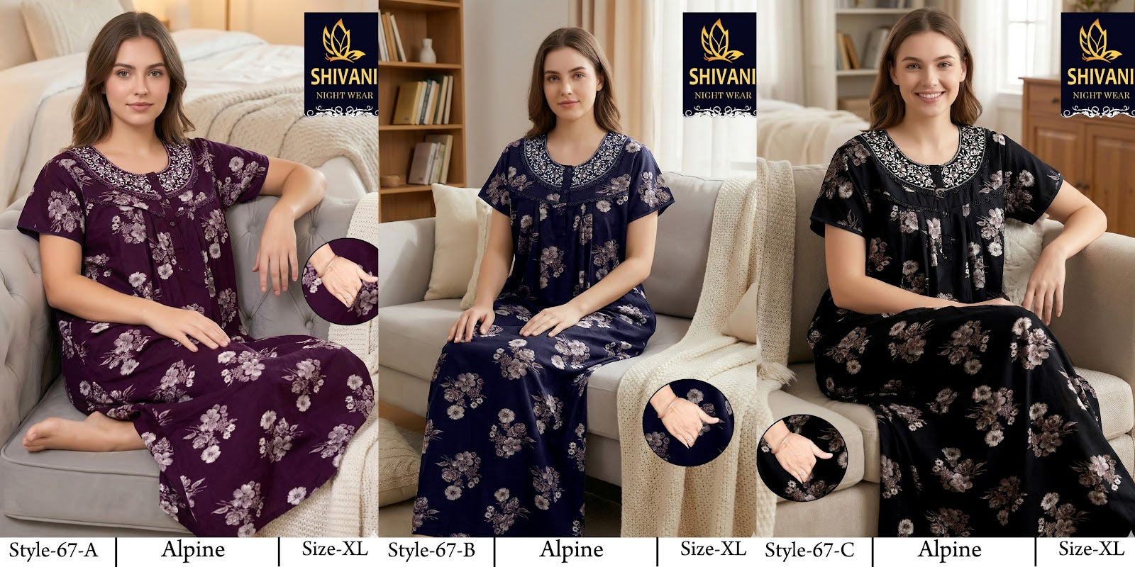 Style 51-68 Shivani Alpine Night Gowns Exporter