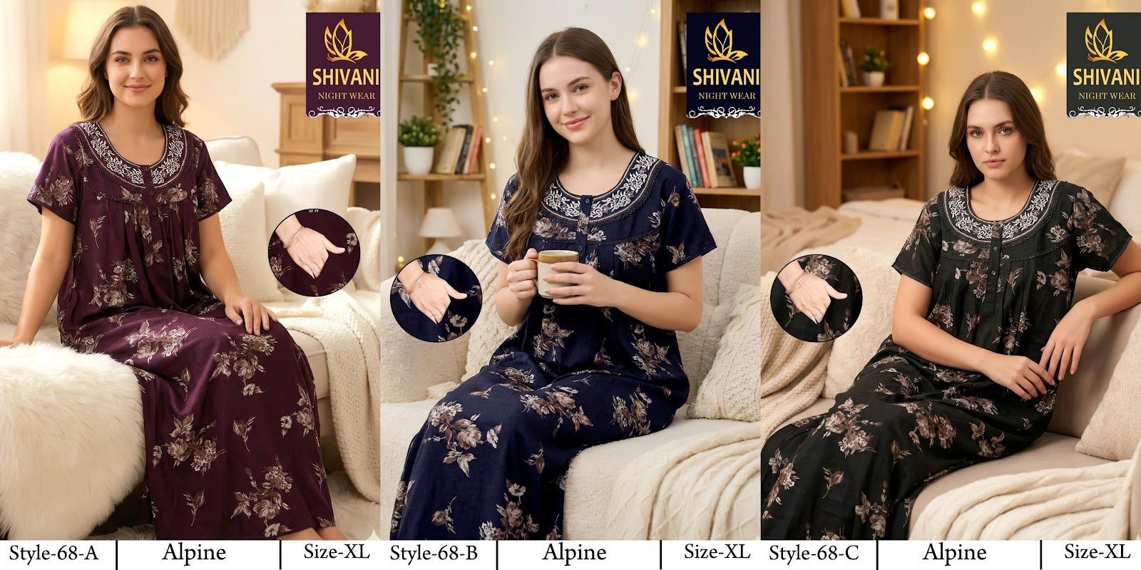 Style 51-68 Shivani Alpine Night Gowns Exporter