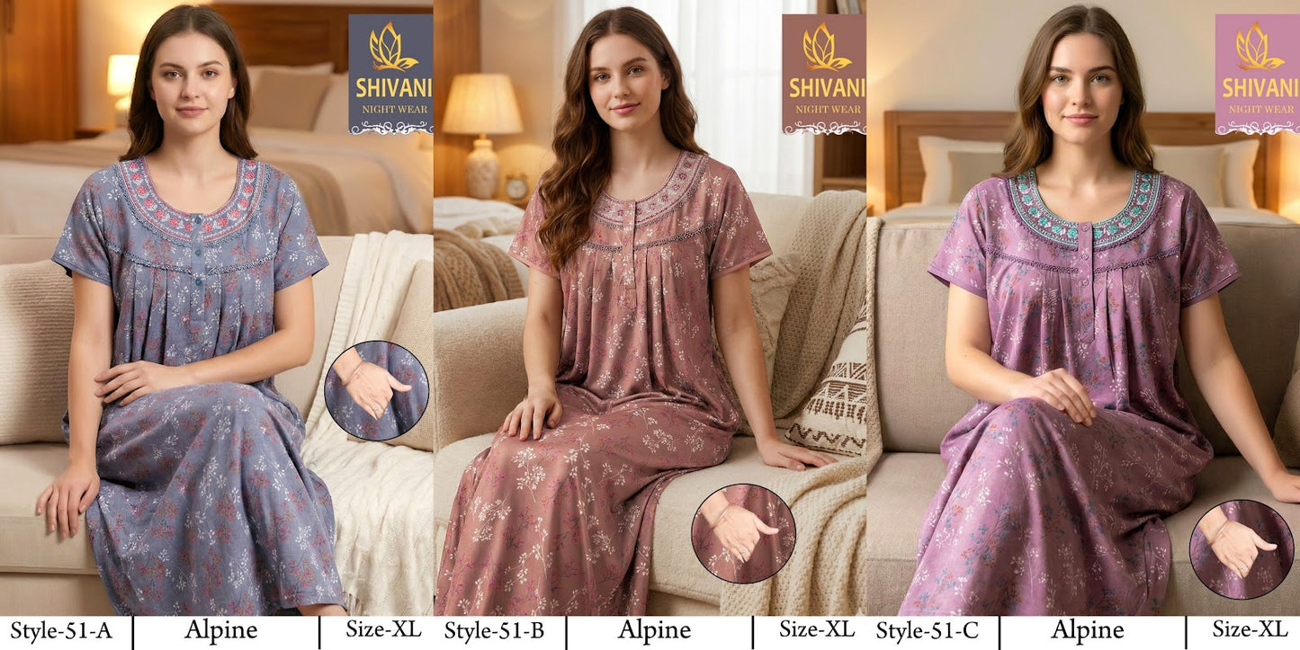 Style 51-68 Shivani Alpine Night Gowns Exporter
