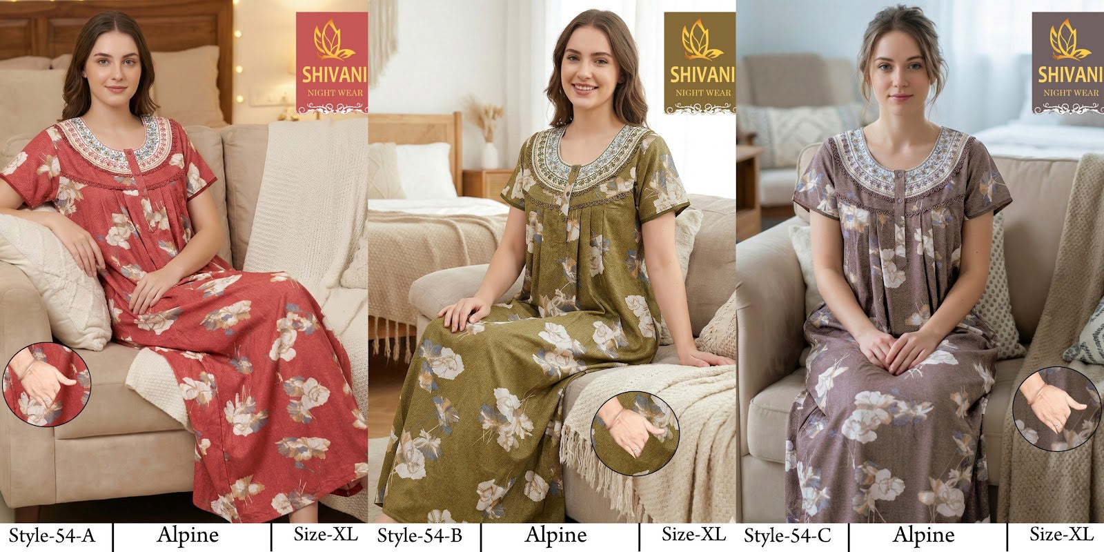 Style 51-68 Shivani Alpine Night Gowns Exporter