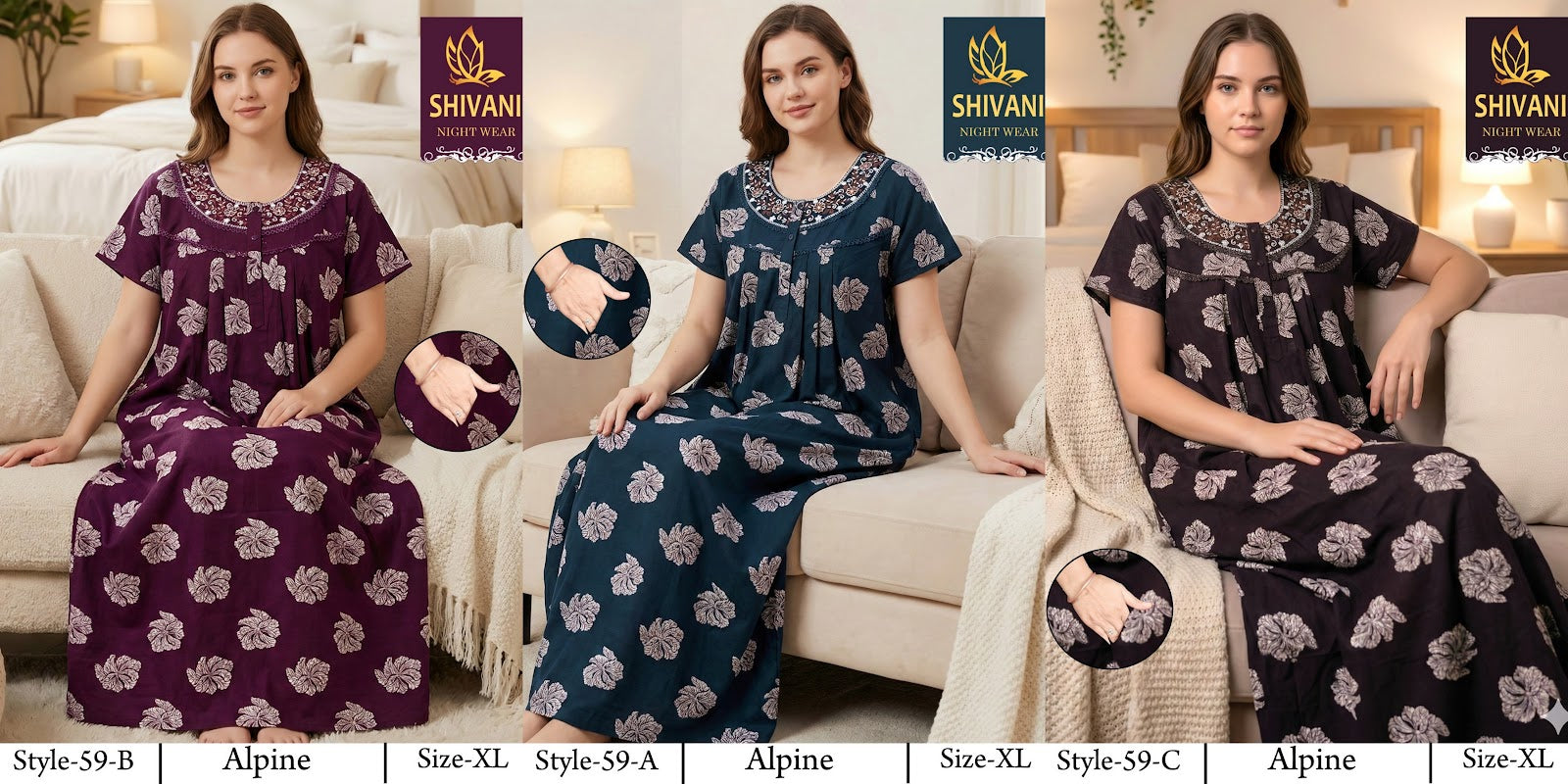 Style 51-68 Shivani Alpine Night Gowns Exporter