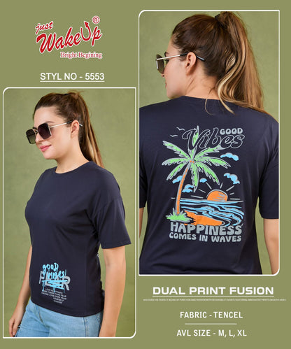 Style 5553 Wakeup Tencil Women Tshirt Wholesaler India