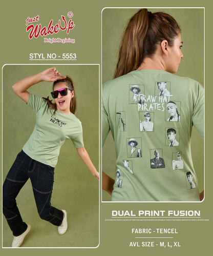 Style 5553 Wakeup Tencil Women Tshirt Wholesaler India