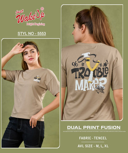 Style 5553 Wakeup Tencil Women Tshirt Wholesaler India