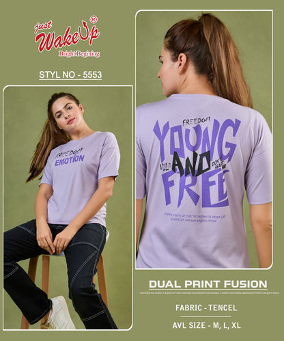 Style 5553 Wakeup Tencil Women Tshirt Wholesaler India