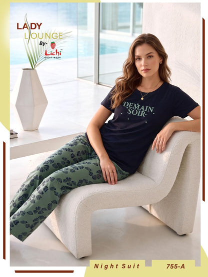 Style 755 Lichi Cotton Pyjama Night Suits Wholesaler Ahmedabad