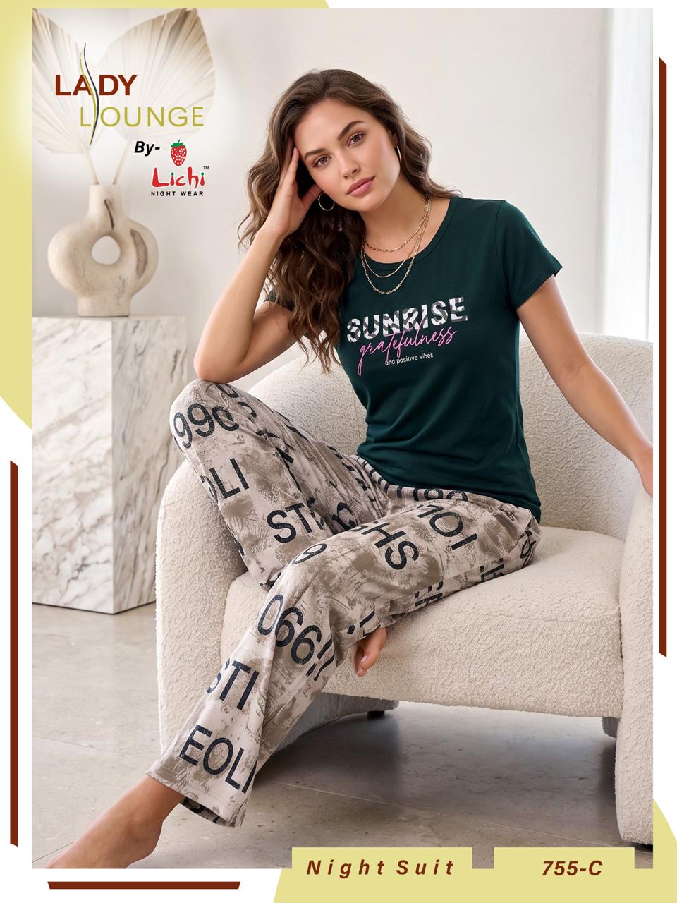 Style 755 Lichi Cotton Pyjama Night Suits Wholesaler Ahmedabad
