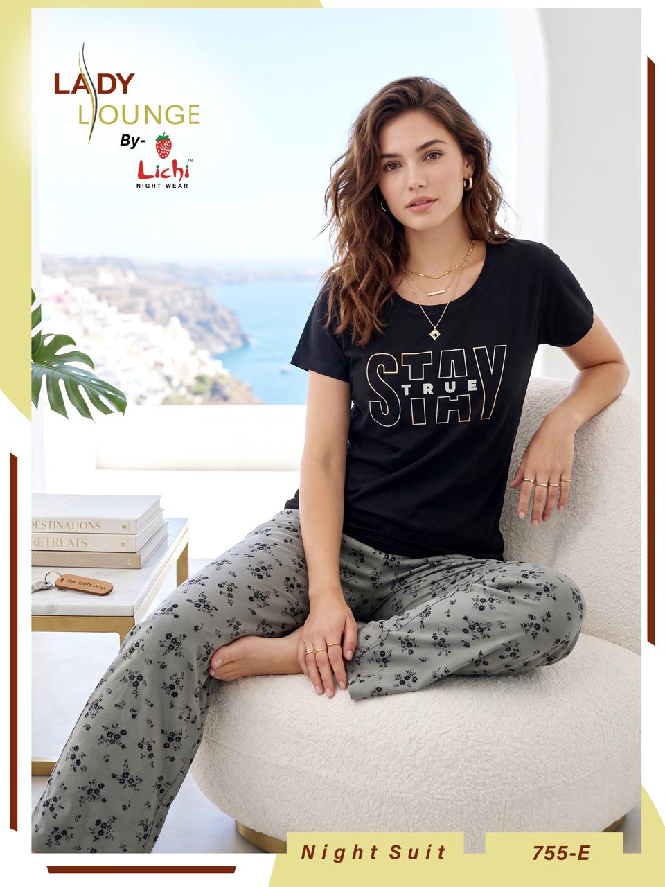 Style 755 Lichi Cotton Pyjama Night Suits Wholesaler Ahmedabad