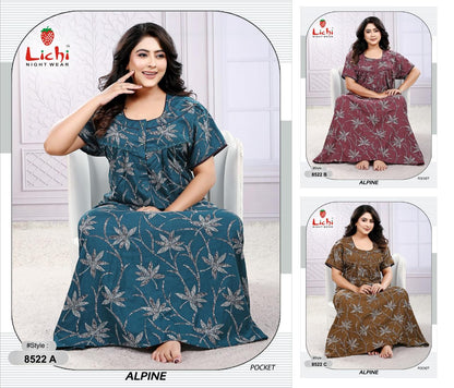 Style 8518-8523 Lichi Alpine Night Gowns Supplier Ahmedabad