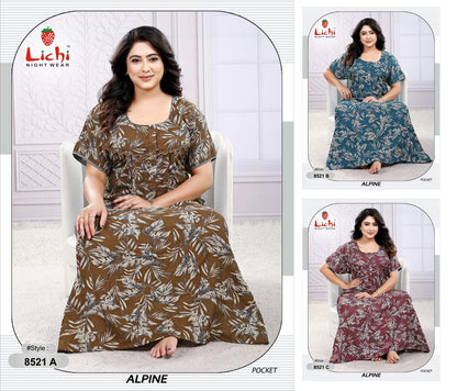 Style 8518-8523 Lichi Alpine Night Gowns Supplier Ahmedabad
